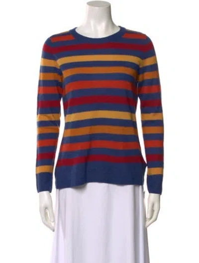 Pre-owned Christian Siriano Merino Wool Striped Top In Blue