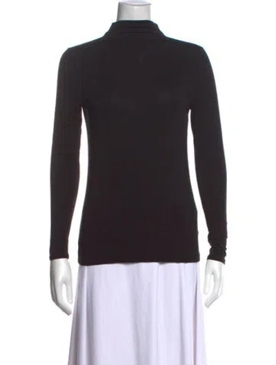 Pre-owned Christian Siriano Mock Neck Long Sleeve Top In Black