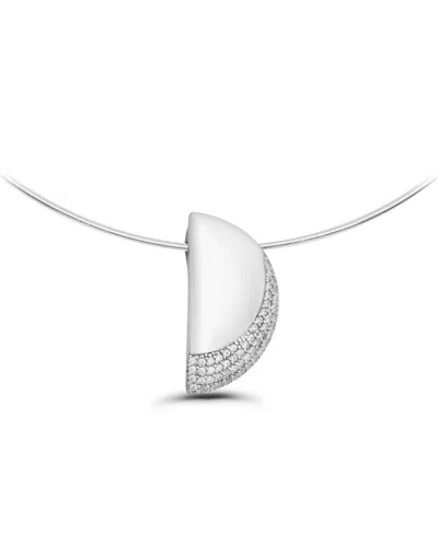 Christian Siriano New York 14k Gold-plated Half Circle Shape Slide Hardwire Collar Necklace In Silver
