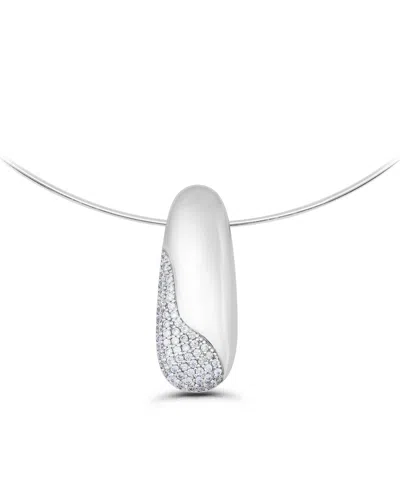 Christian Siriano New York 14k Gold-plated Oval Shape Slide Hardwire Collar Necklace In Silver