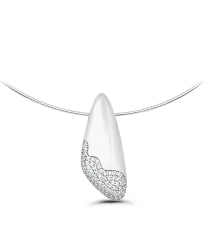 Christian Siriano New York 14k Gold-plated Rounded Triangle Slide Hardwire Collar Necklace In Silver