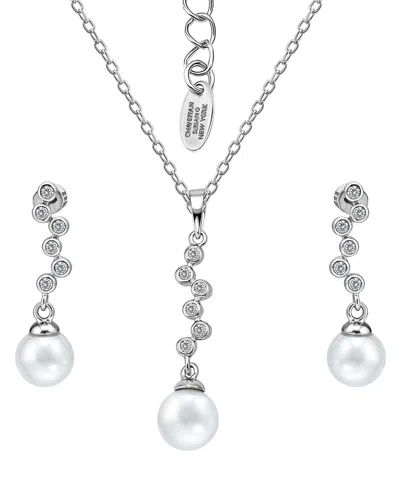Christian Siriano New York 2pc. Fine Silver-plated Bubble Linear Post Earrings And Bubble Linear Pendant Necklace Set In Metallic