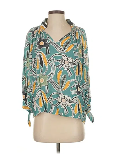 Pre-owned Christian Siriano New York 3/4 Sleeve Blouse In Blue