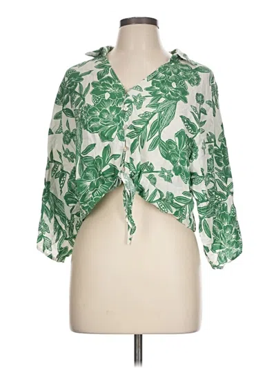 Pre-owned Christian Siriano New York 3/4 Sleeve Blouse In Green