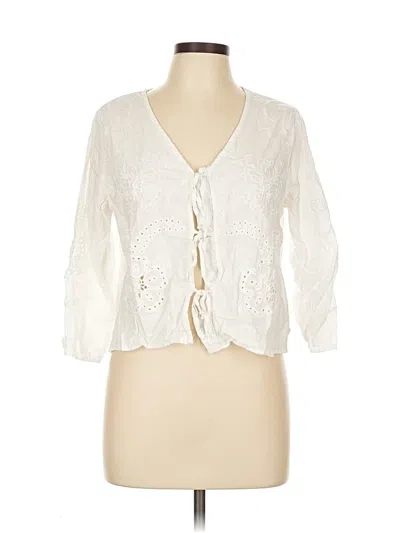 Pre-owned Christian Siriano New York 3/4 Sleeve Blouse In White
