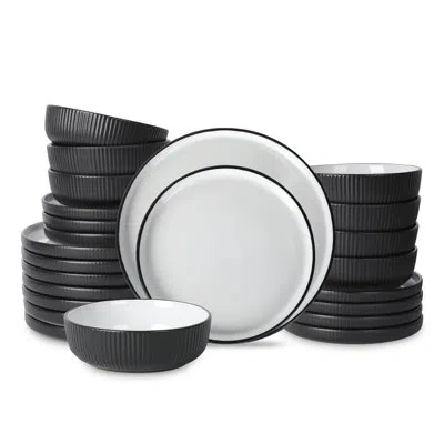 Christian Siriano New York Christian Siriano Laro Stoneware Dinnerware Set - Service For 8 In Black