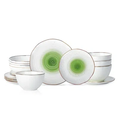 Christian Siriano New York Christian Siriano Luma Porcelain China Dinnerware Set - Service For 4 In Green