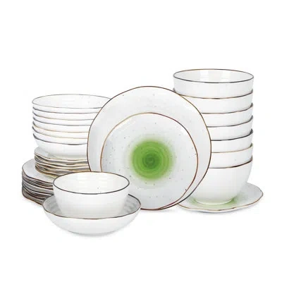 Christian Siriano New York Christian Siriano Luma Porcelain China Dinnerware Set - Service For 8 In Green