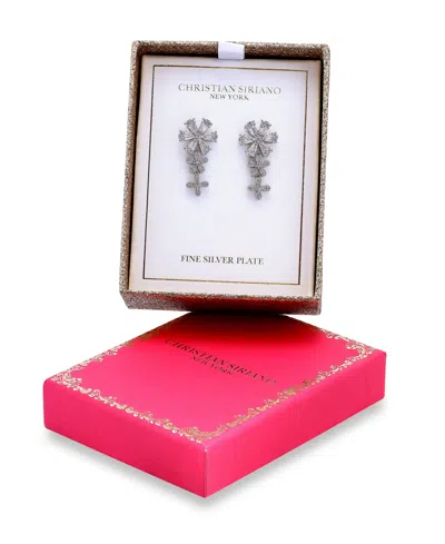 Christian Siriano New York Cubic Zirconia Flower Design Linear Drop Earrings In Gray
