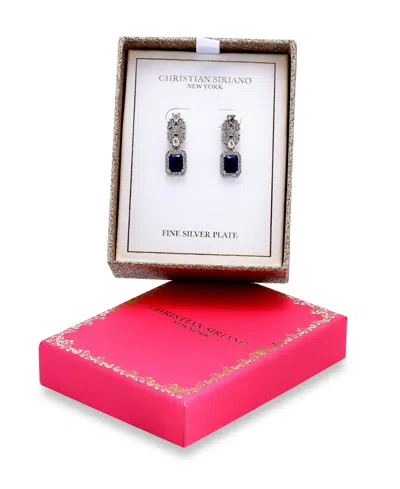 Christian Siriano New York Fine Silver Plated Cubic Zirconia Floral Motif Post Drop Earrings In Metallic