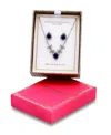 Christian Siriano New York Gold Plated Baguette Cubic Zirconia Frontal Necklace And Earrings Set In Blue