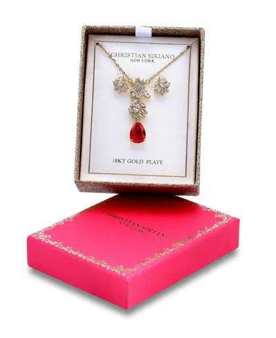 Christian Siriano New York Gold Plated Cluster Necklace And Earring Set