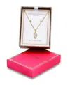 Christian Siriano New York Gold Plated Cubic Zirconia Halo Pendant Necklace And Earrings Set In Gold