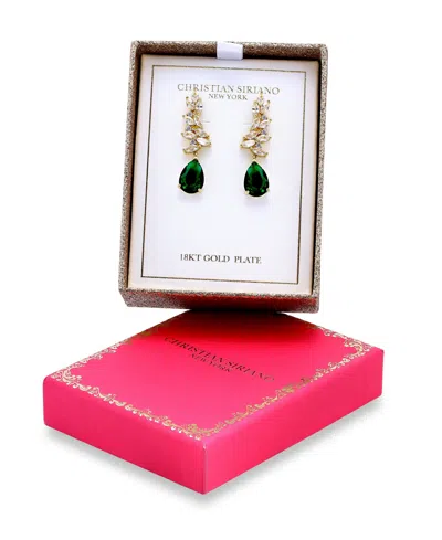 Christian Siriano New York Gold Plated Marquise Cubic Zirconia Cluster Drop Earrings