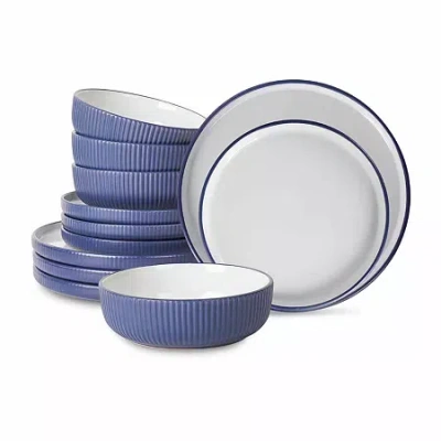 Christian Siriano New York Laro 12-pc. Stoneware Dinnerware Set In Blue