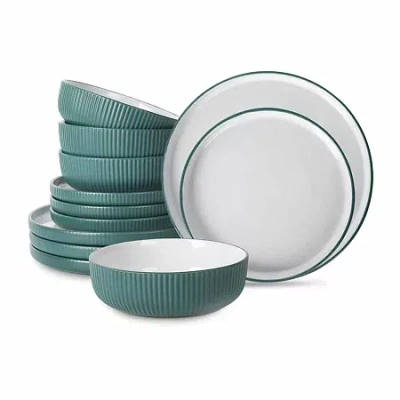 Christian Siriano New York Laro 12-pc. Stoneware Dinnerware Set In Green