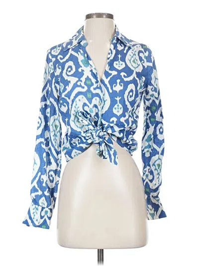 Pre-owned Christian Siriano New York Long Sleeve Blouse In Blue