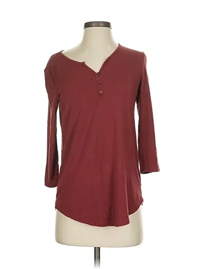 Pre-owned Christian Siriano New York Long Sleeve Henley Shirt In Burgundy