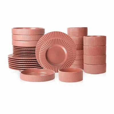 Christian Siriano New York Lusso32-pc. Stoneware Dinnerware Set In Red