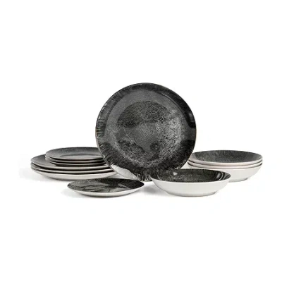 Christian Siriano New York Onyx 12-pc. Porcelain Dinnerware Set In Black