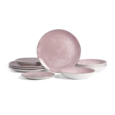 Christian Siriano New York Onyx 12-pc. Porcelain Dinnerware Set In Pink