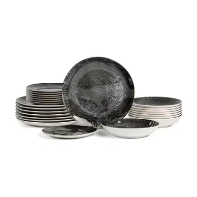 Christian Siriano New York Onyx 24-pc. Porcelain Dinnerware Set In Black