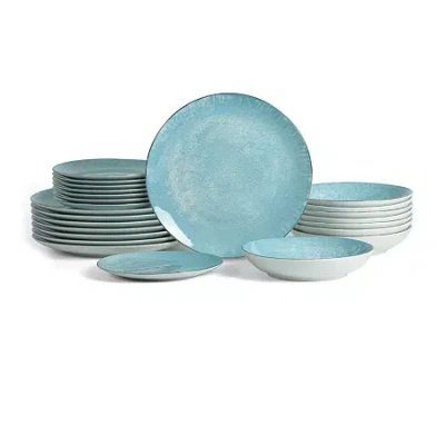 Christian Siriano New York Onyx 24-pc. Porcelain Dinnerware Set In Blue