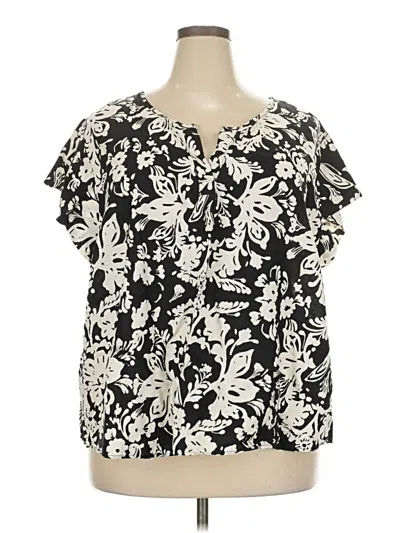 Pre-owned Christian Siriano New York Short Sleeve Blouse In Black