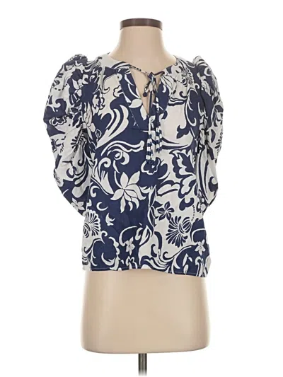 Pre-owned Christian Siriano New York Short Sleeve Blouse In Blue