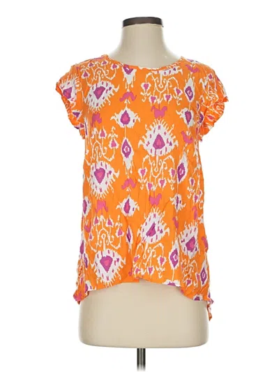 Pre-owned Christian Siriano New York Short Sleeve Blouse In Orange