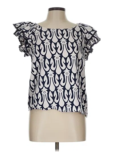 Pre-owned Christian Siriano New York Short Sleeve Blouse In White