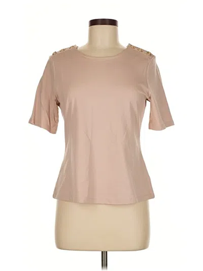 Pre-owned Christian Siriano New York Short Sleeve Top Tan Sweetheart Neckline Tops In Brown