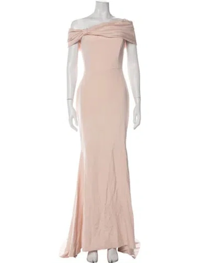 Pre-owned Christian Siriano Off-the-shoulder Long Dress In Pink