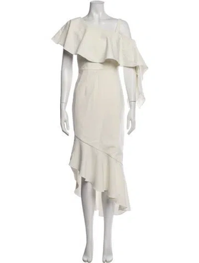 Pre-owned Christian Siriano Off-the-shoulder Midi Length Dress In White