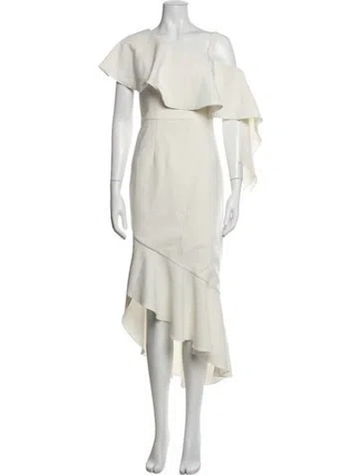 Pre-owned Christian Siriano Off-the-shoulder Midi Length Dress In White
