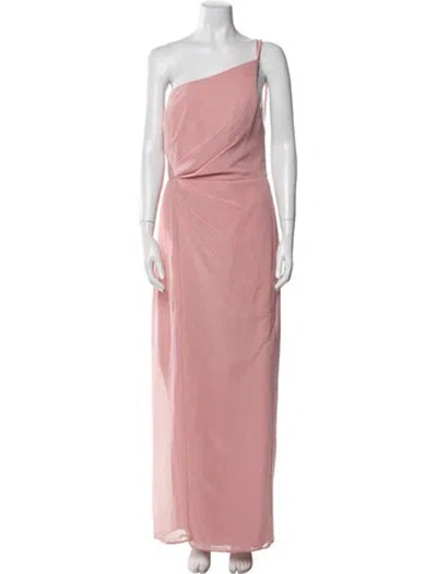 Pre-owned Christian Siriano One-shoulder Long Dress In Pink