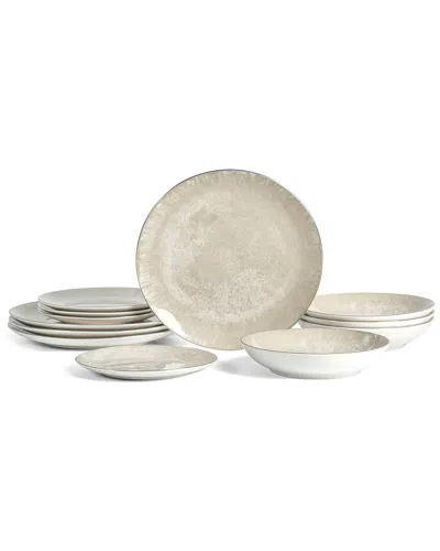 Christian Siriano Onyx 12pc Porcelain Dinnerware Set In Multi