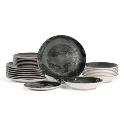 Christian Siriano Onyx 24-piece Dinnerware Set Porcelain, Service For 8 In White