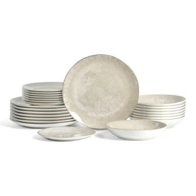 Christian Siriano Onyx 24-piece Dinnerware Set Porcelain, Service For 8 In White