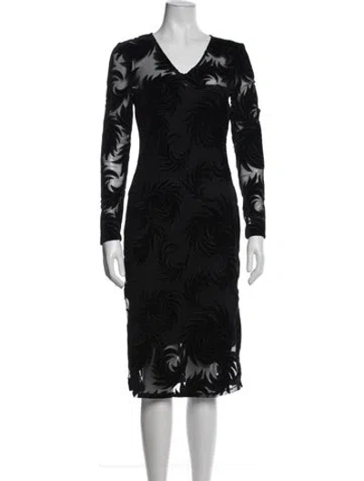 Pre-owned Christian Siriano Patterned Knee-length Dress In Blue