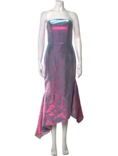 Pre-owned Christian Siriano Patterned Midi Length Dress In Purple