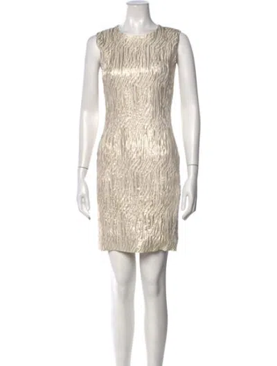 Pre-owned Christian Siriano Patterned Mini Dress In Metallic/neutrals