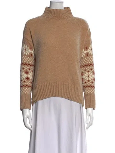 Pre-owned Christian Siriano Patterned Mock Neck Sweater In Neutrals