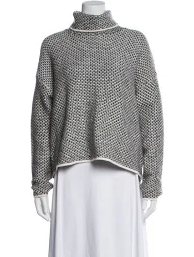 Pre-owned Christian Siriano Patterned Turtleneck Sweater In White