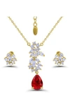 Christian Siriano Pear Cluster Pendant Necklace & Drop Earrings Set In Multi