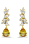 Christian Siriano Pear Cubic Zirconia Cluster Drop Earrings In Gold