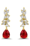 Christian Siriano Pear Cubic Zirconia Cluster Drop Earrings In Multi