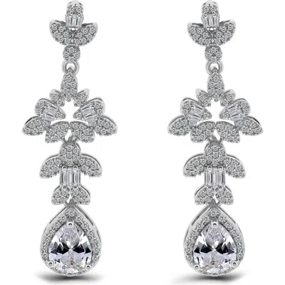 Christian Siriano Pear Cubic Zirconia Drop Earrings In Silver