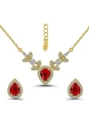 Christian Siriano Pear Cubic Zirconia Necklace & Stud Earrings Set In Multi