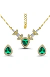 Christian Siriano Pear Cubic Zirconia Necklace & Stud Earrings Set In Multi